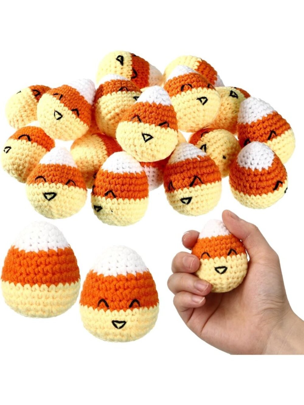 20 Pcs Halloween Candy Corn Plush Crochet Party Favors | Non-Candy Treat